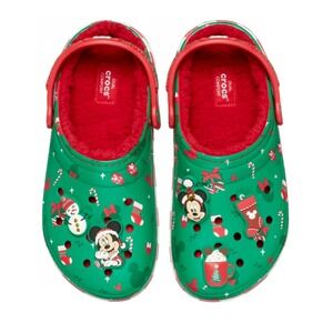 Disney Fleece Lined Mickey Minnie Holiday Christmas Crocs Clogs W8/M6 NEW!